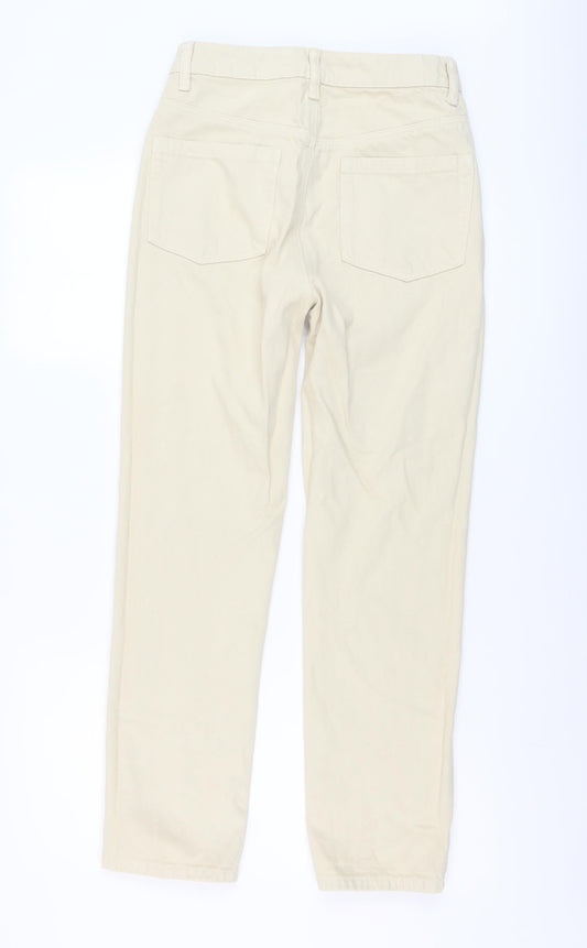 AsYou Womens Beige Cotton Straight Jeans Size 26 in L27 in Regular Button