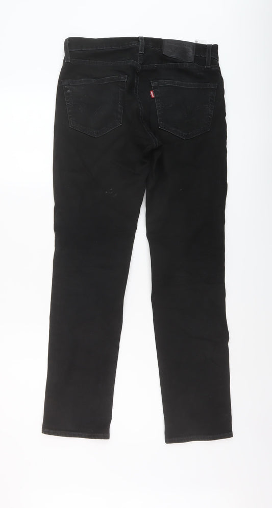 Levi's Mens Black Cotton Straight Jeans Size 28 in L30 in Regular Button
