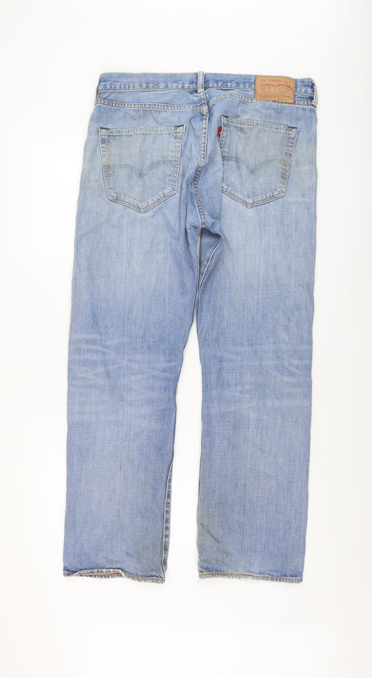 Levi's Mens Blue Cotton Straight Jeans Size 36 in L29 in Regular Button