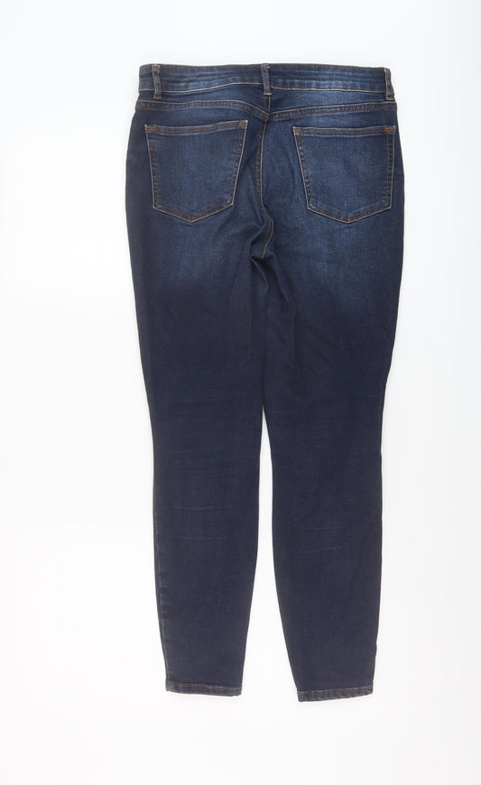 TU Womens Blue Cotton Skinny Jeans Size 10 L26 in Regular Button