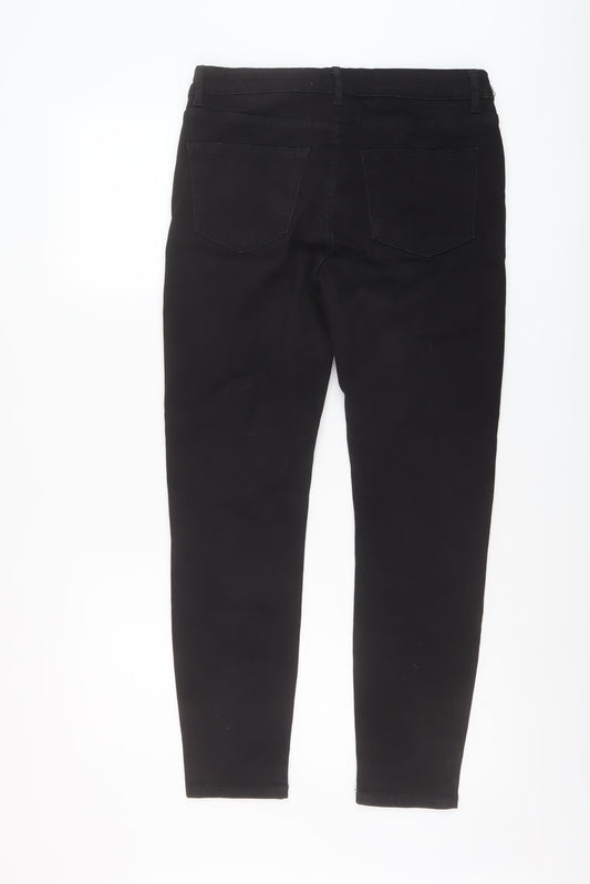 Zara Womens Black Cotton Skinny Jeans Size 10 L28.5 in Regular Button