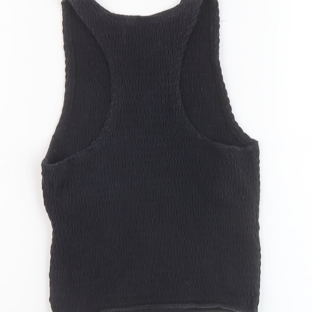 Hollister Womens Black Cotton Cropped Tank Size S Round Neck