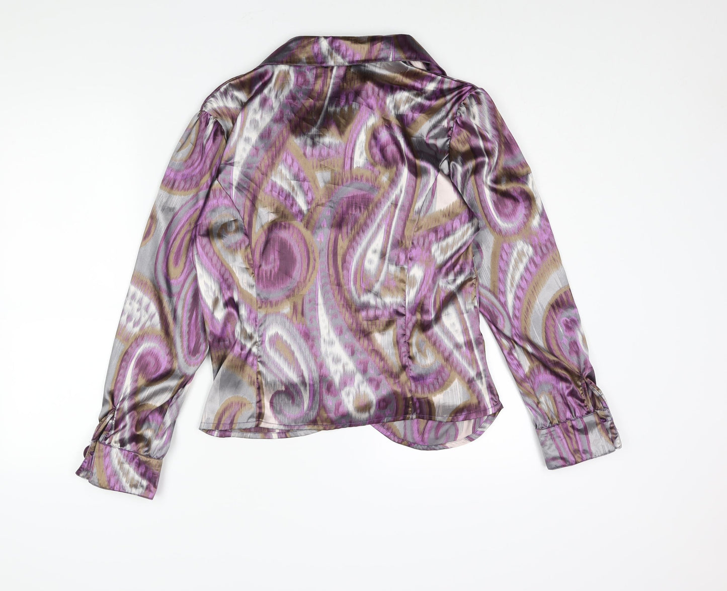 J'adore Womens Purple Geometric Polyester Basic Blouse Size 14 V-Neck - Frill