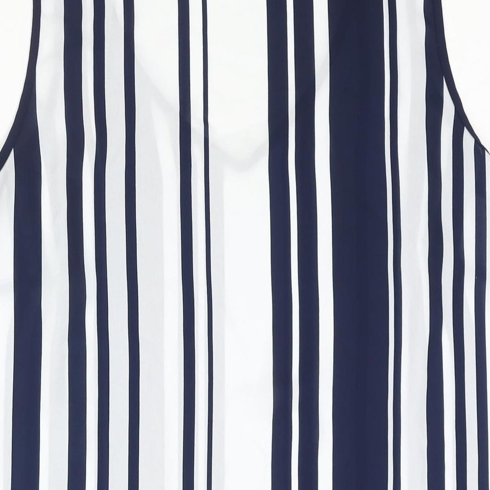 Marks and Spencer Womens Blue Striped Polyester Camisole Blouse Size 12 V-Neck