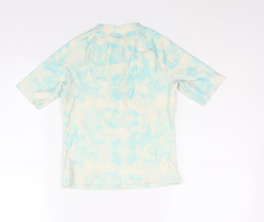 Marks and Spencer Girls Multicoloured Geometric Polyester Pullover Casual Size 10-11 Years Mock Neck Zip - Tie Dye Hawaii Surf Swim Top