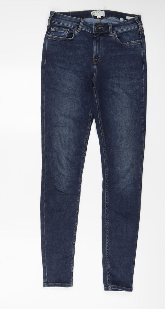 Jack Wills Womens Blue Cotton Skinny Jeans Size 27 in L30 in Regular Zip
