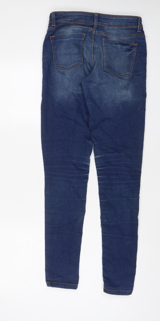 Dorothy Perkins Womens Blue Cotton Skinny Jeans Size 8 L31 in Regular Zip