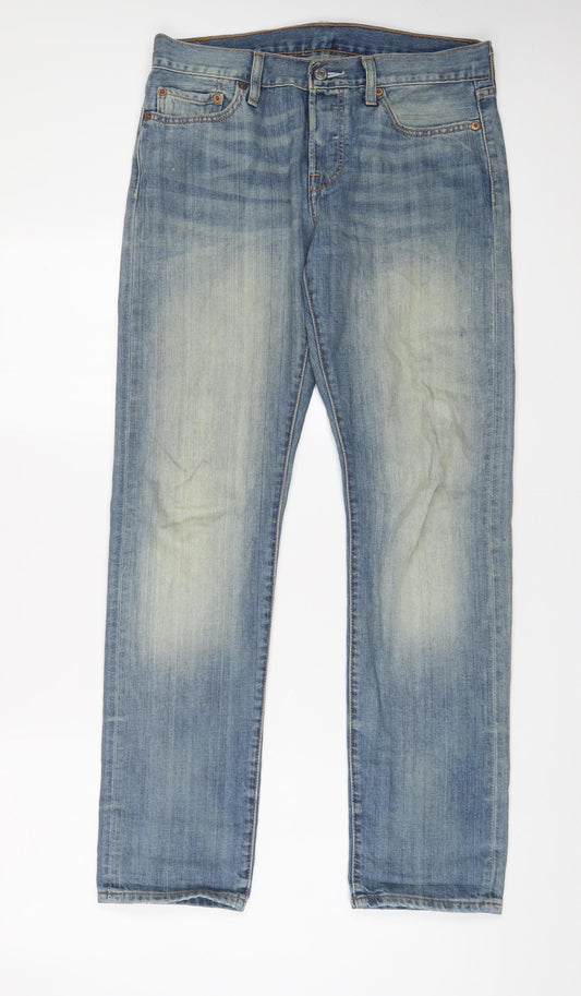 Levi's Mens Blue Cotton Straight Jeans Size 27 in L32 in Regular Button