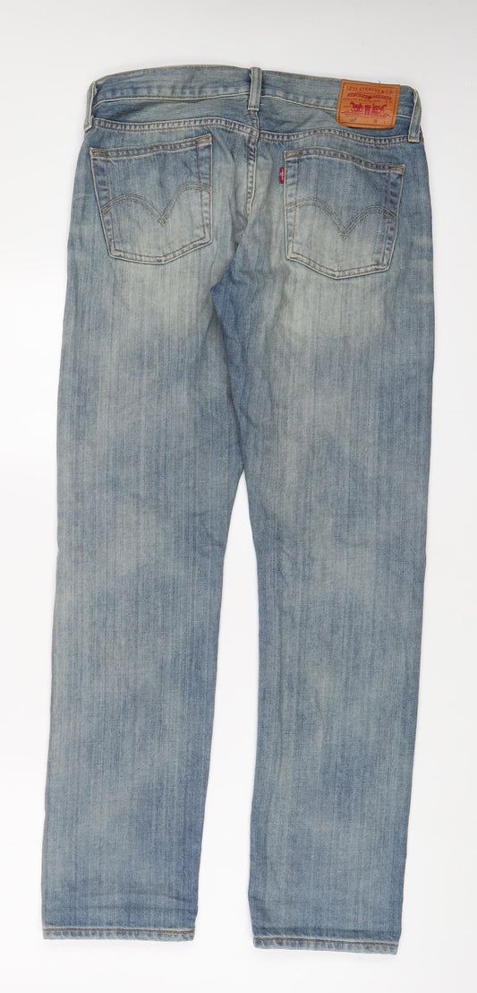 Levi's Mens Blue Cotton Straight Jeans Size 27 in L32 in Regular Button