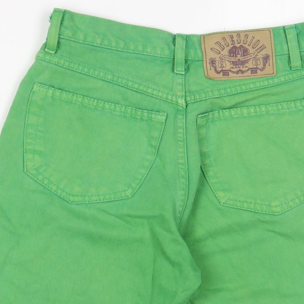 Obsession Womens Green Cotton Bermuda Shorts Size 28 in L9 in Regular Zip