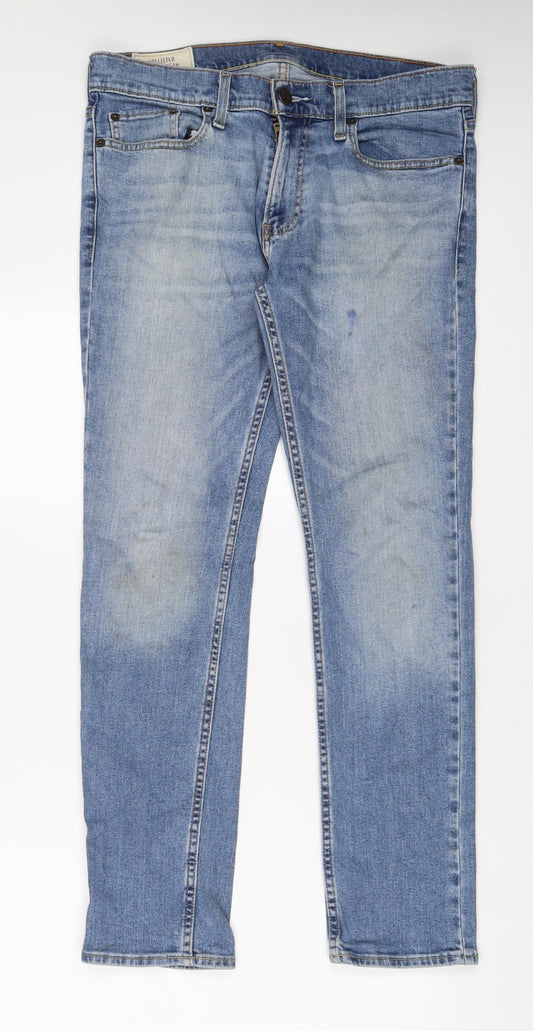 Hollister Mens Blue Cotton Skinny Jeans Size 32 in L30 in Regular Zip