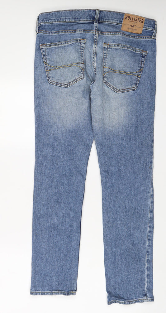 Hollister Mens Blue Cotton Skinny Jeans Size 32 in L30 in Regular Zip