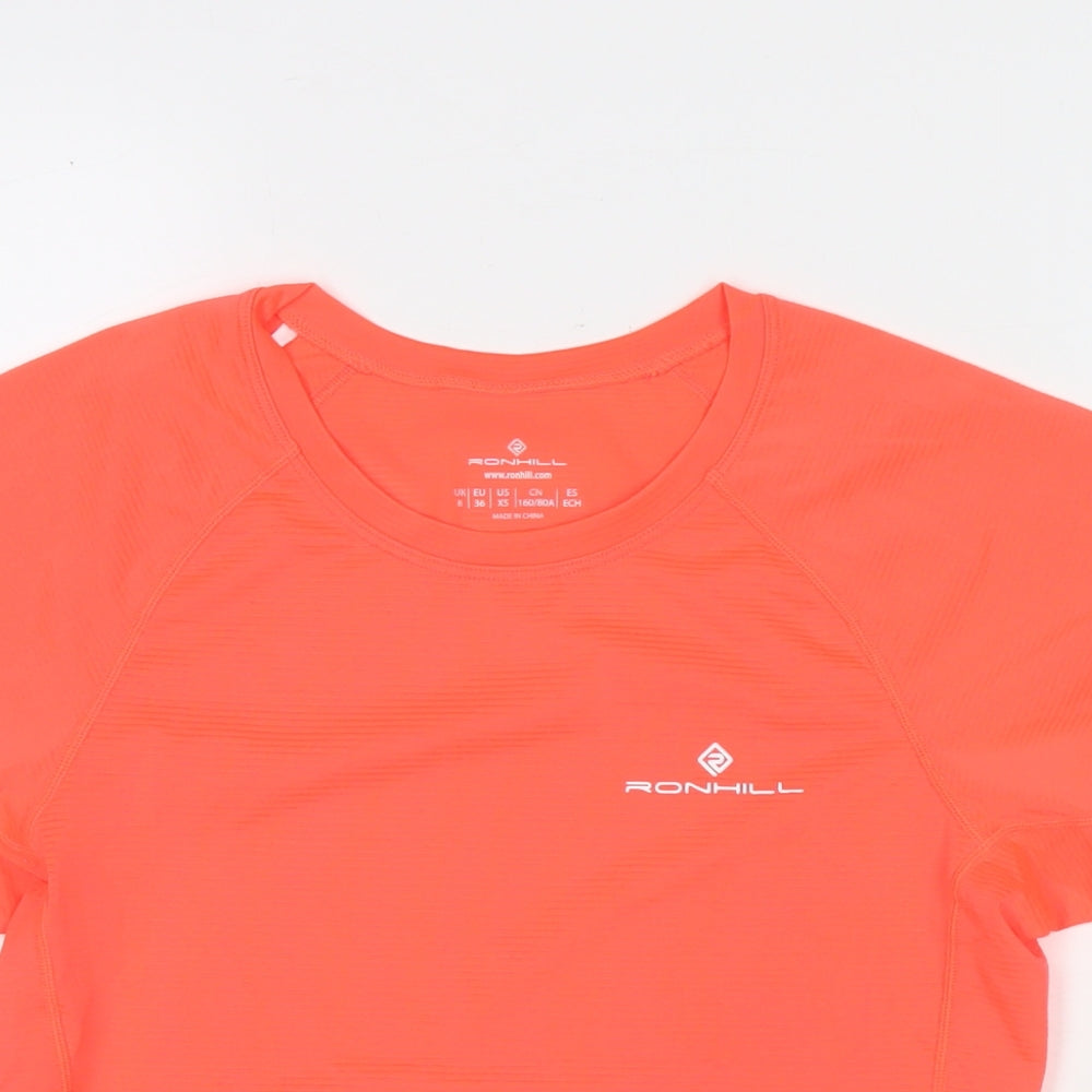 Ronhill Womens Red Polyester Basic T-Shirt Size 8 Round Neck Pullover