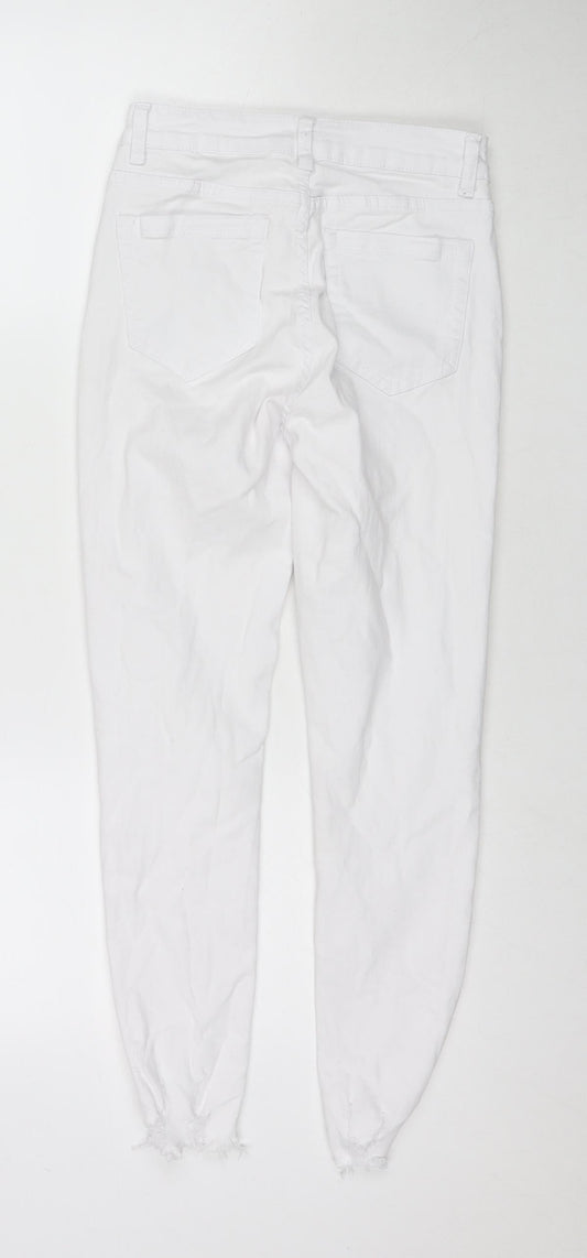 Jeans Womens White Cotton Skinny Jeans Size 8 L24 in Regular Zip