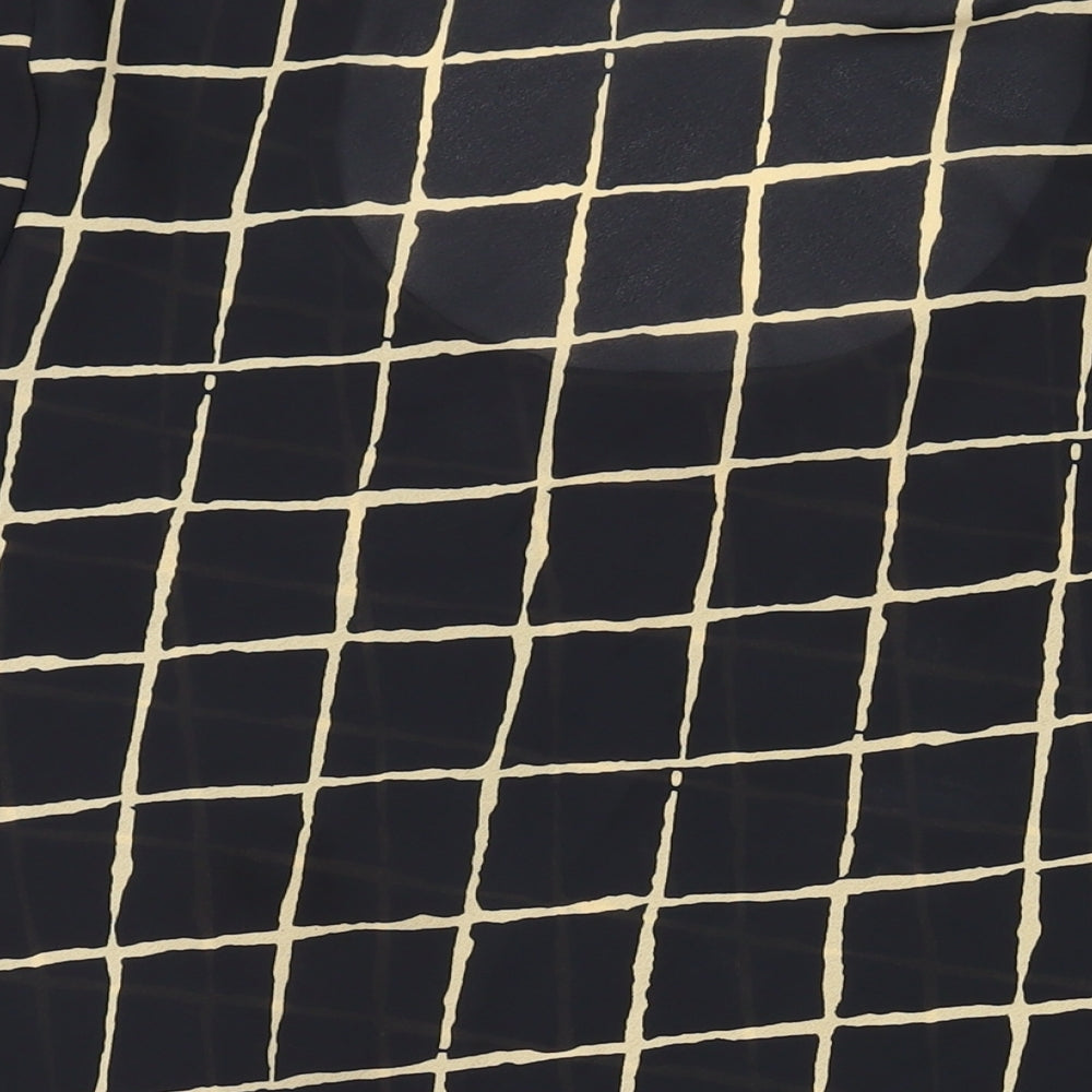 Ann Harvey Womens Black Geometric Polyester Basic T-Shirt Size 24 Round Neck
