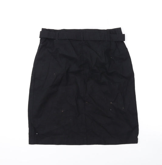 bpc Womens Black Linen Mini Skirt Size 8 Zip