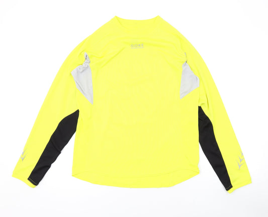 Gore Mens Yellow Polyester Basic Casual Size L Round Neck Pullover