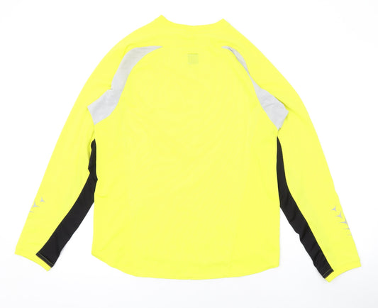 Gore Mens Yellow Polyester Basic Casual Size L Round Neck Pullover