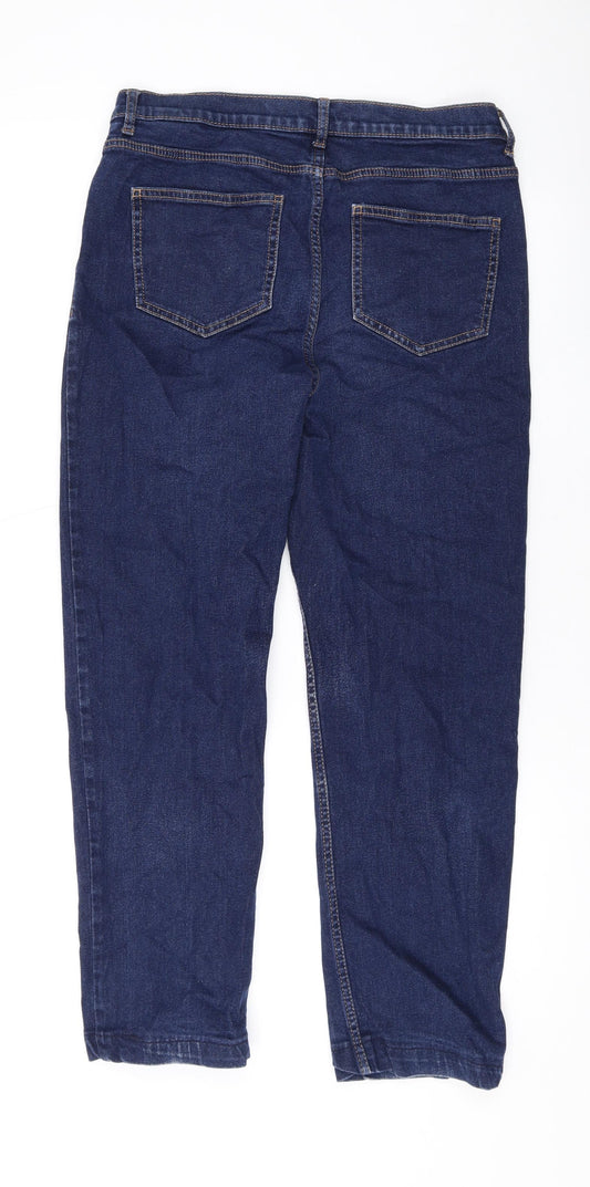 Marks and Spencer Womens Blue Cotton Skinny Jeans Size 12 L26 in Regular Zip