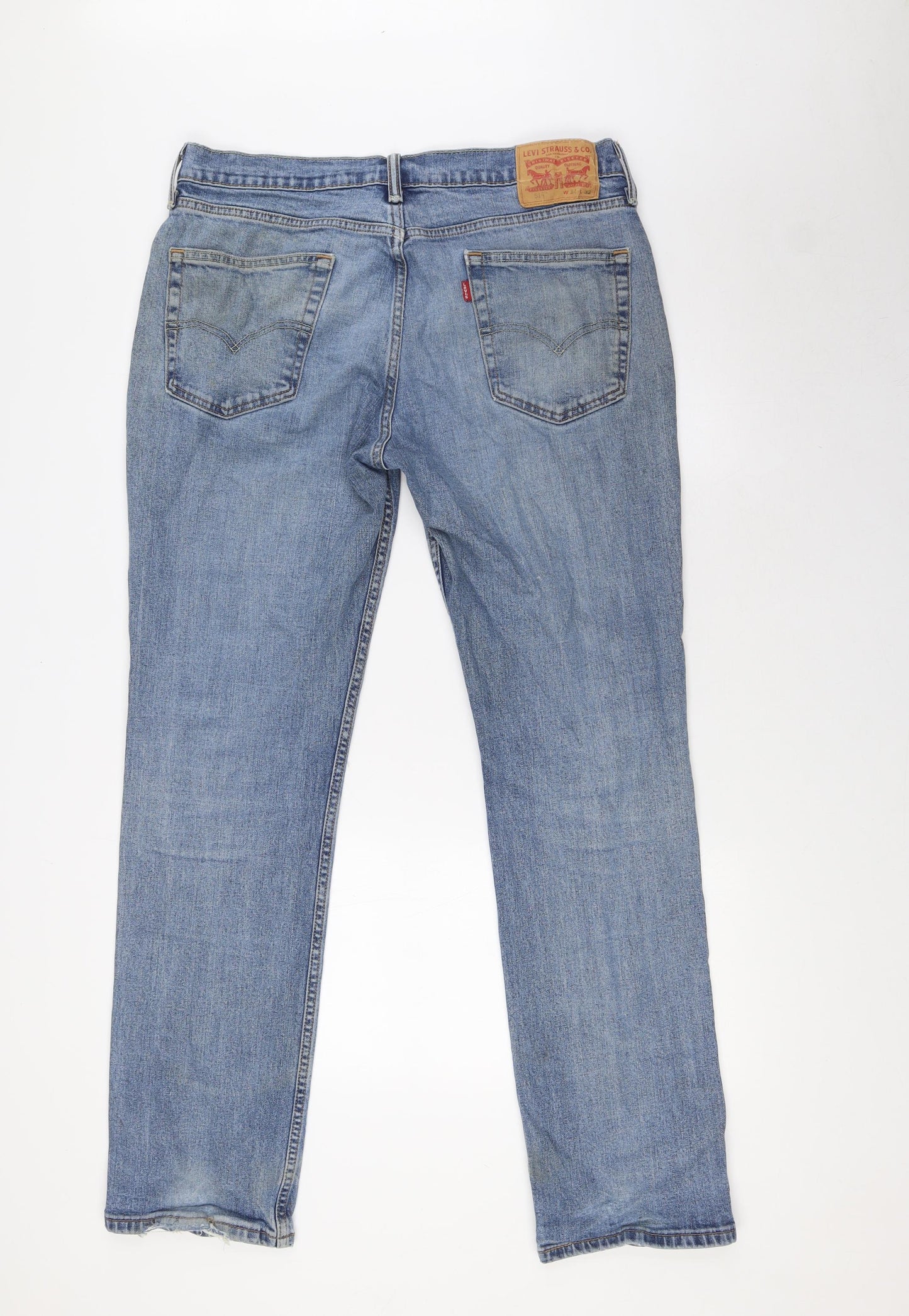 Levi's Mens Blue Cotton Straight Jeans Size 34 in L32 in Regular Zip