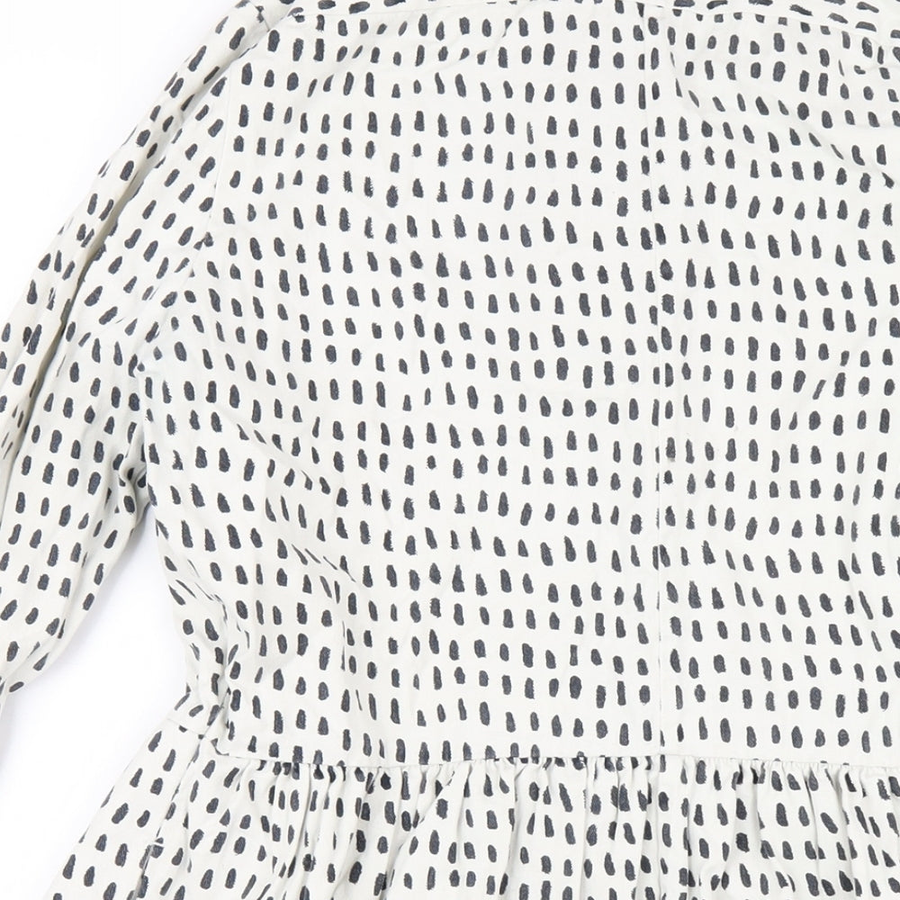 Chinti and Parker Womens White Geometric Cotton Shirt Dress Size S Collared Button