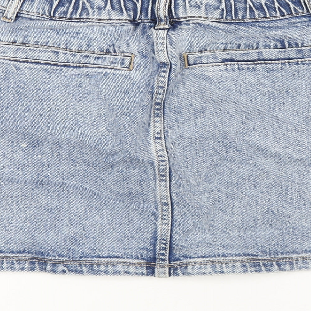 Social Tourist Womens Blue Cotton A-Line Skirt Size S Zip