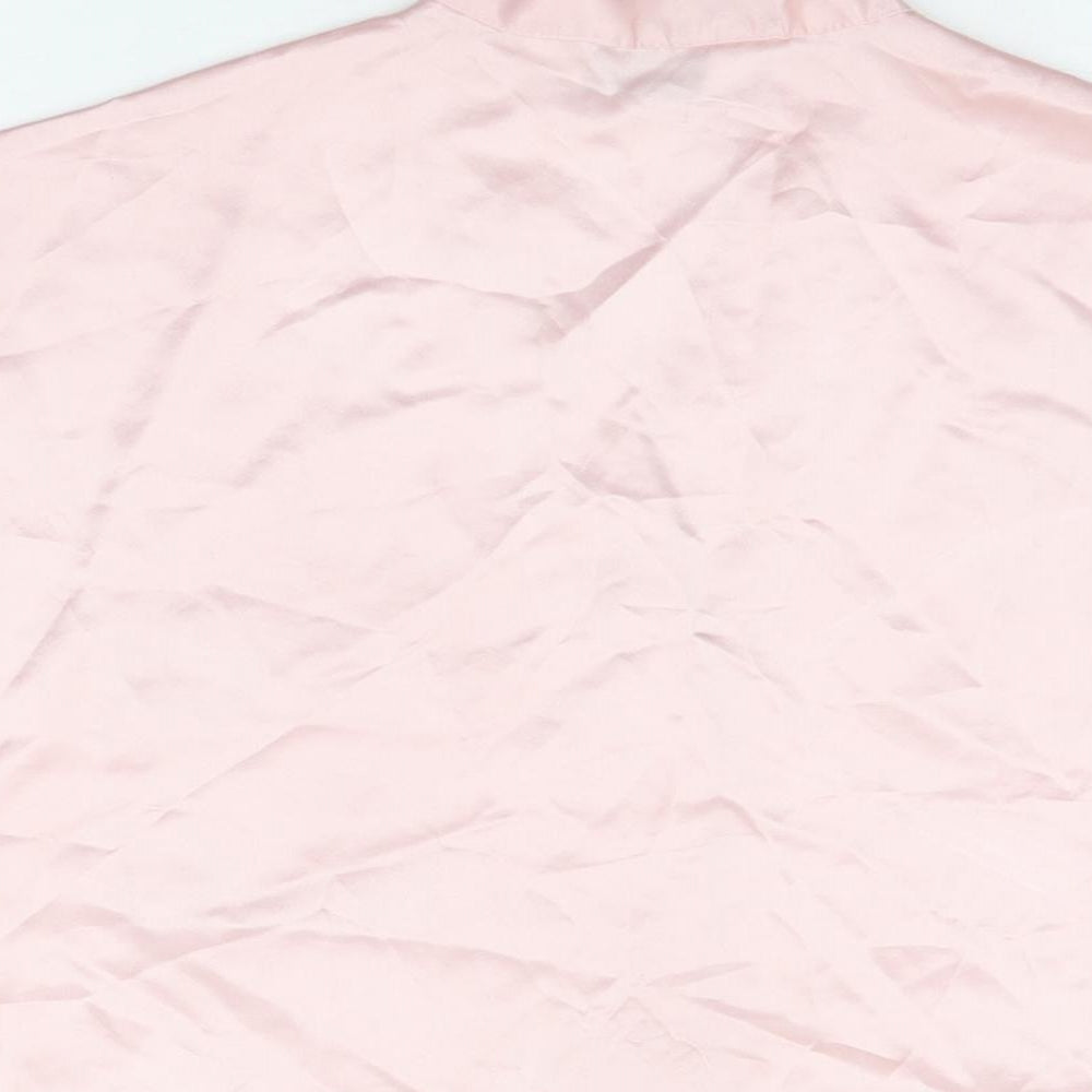 St Michael Womens Pink Polyester Basic Button-Up Size 10 V-Neck