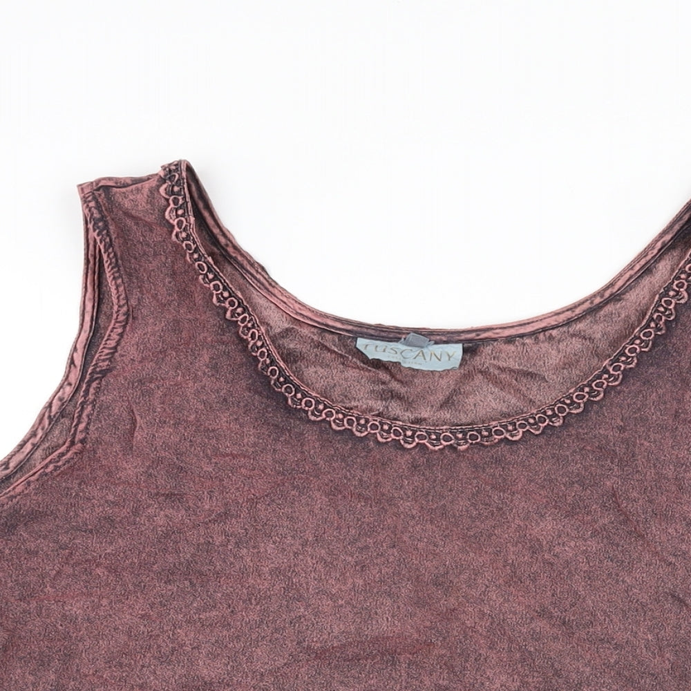 Tuscany Womens Pink Viscose Basic T-Shirt Size XL Scoop Neck
