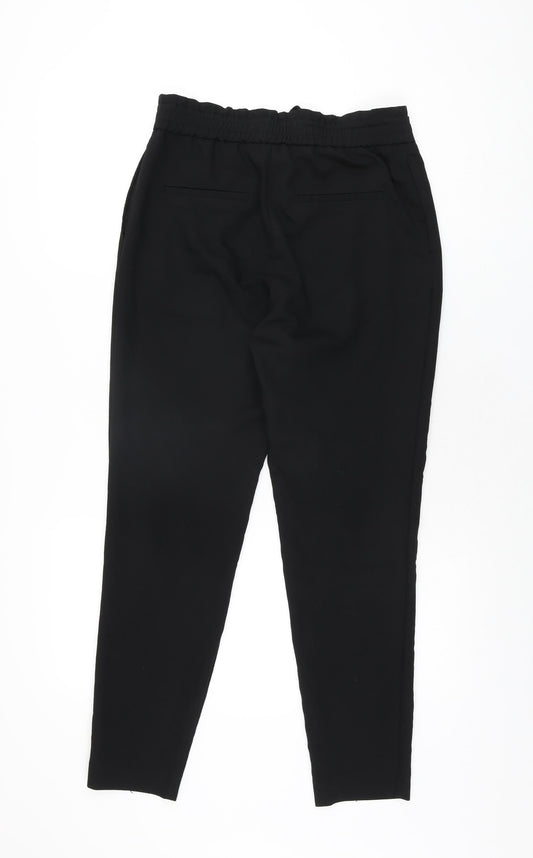 Zara Womens Black Polyester Trousers Size XS L27.5 in Regular Drawstring