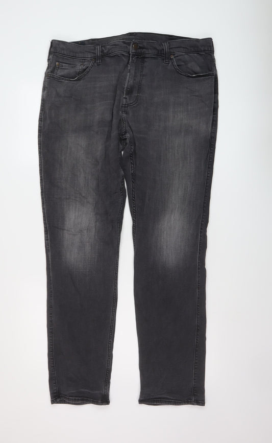 Hollister Mens Grey Cotton Skinny Jeans Size 38 in L34 in Regular Button