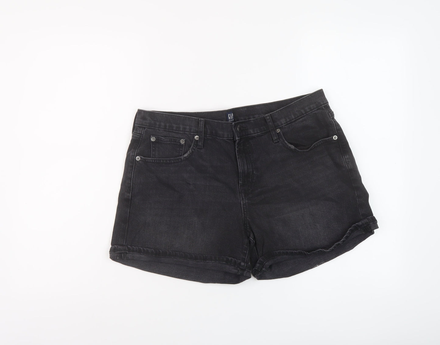 Gap Womens Grey Cotton Mom Shorts Size 32 in L5 in Regular Button