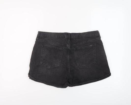 Gap Womens Grey Cotton Mom Shorts Size 32 in L5 in Regular Button