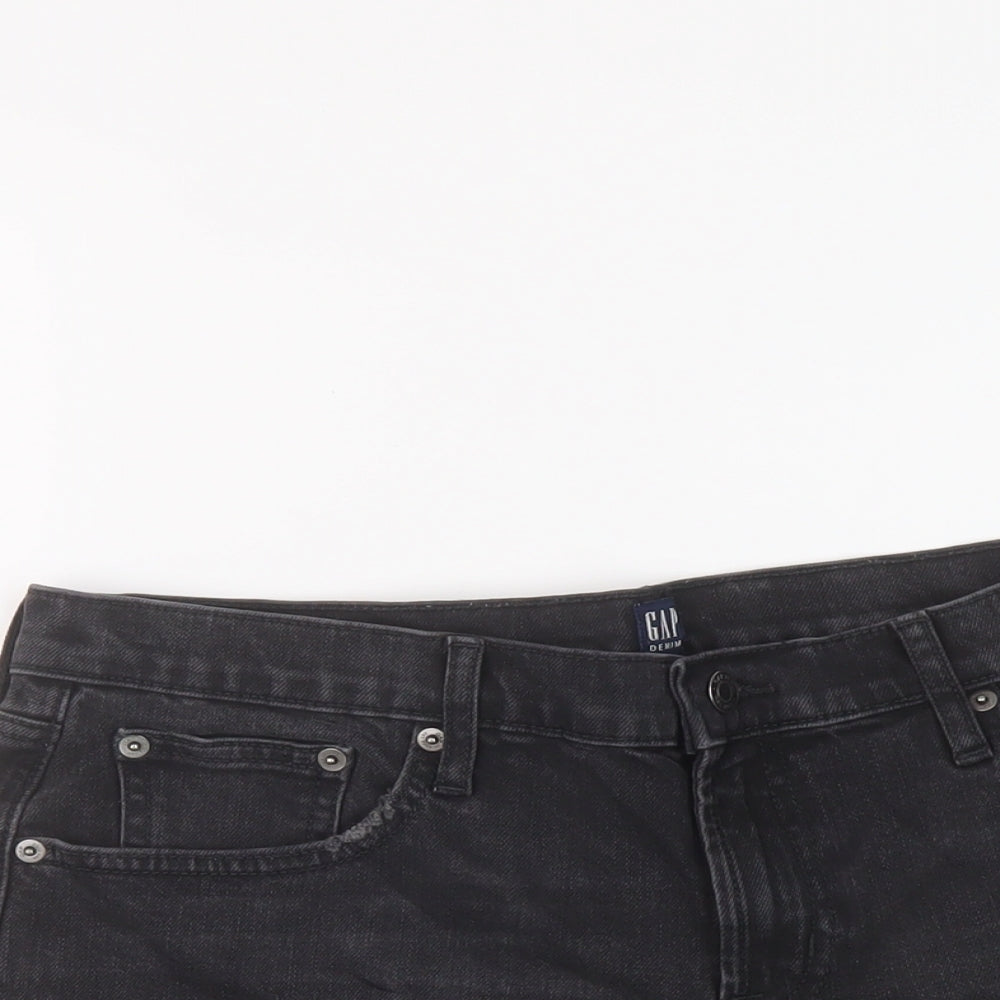 Gap Womens Grey Cotton Mom Shorts Size 32 in L5 in Regular Button
