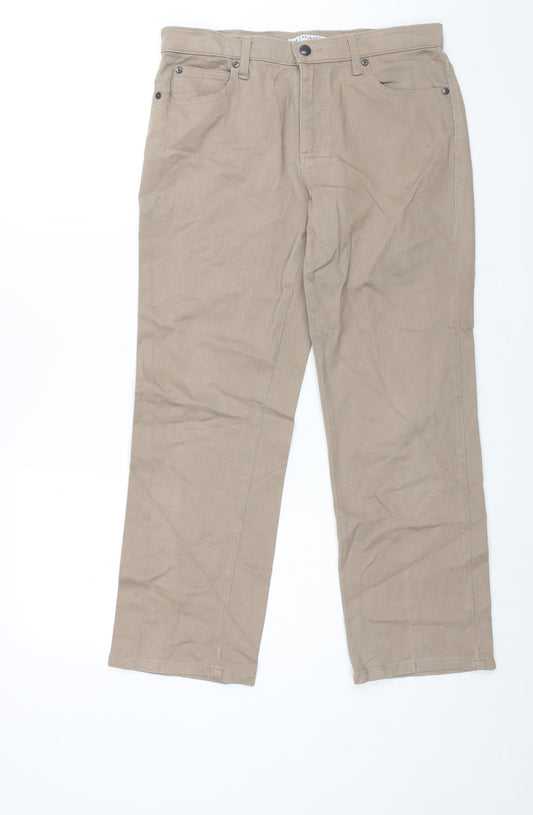 Lee Womens Brown Cotton Straight Jeans Size 32 in L27 in Regular Zip