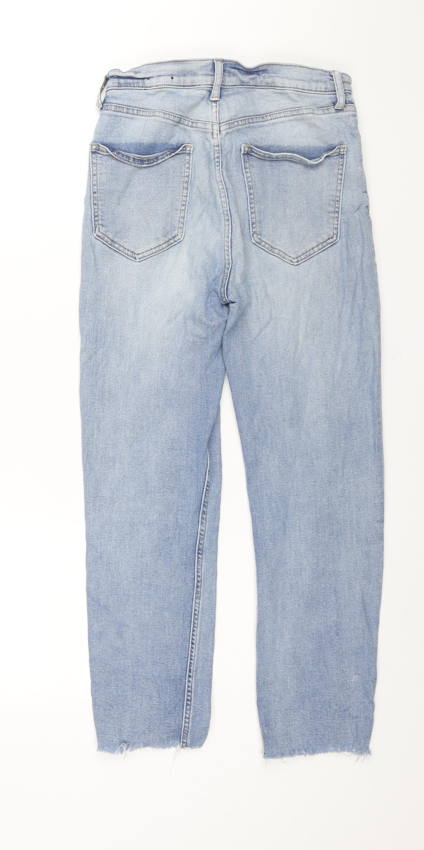 Gap Womens Blue Cotton Straight Jeans Size 10 L26 in Regular Button - Raw Hem