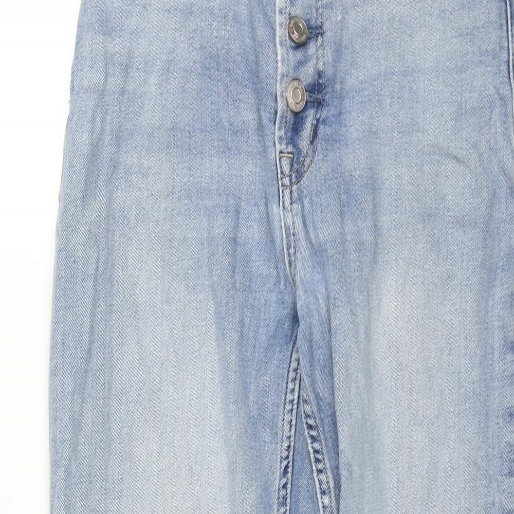 Gap Womens Blue Cotton Straight Jeans Size 10 L26 in Regular Button - Raw Hem