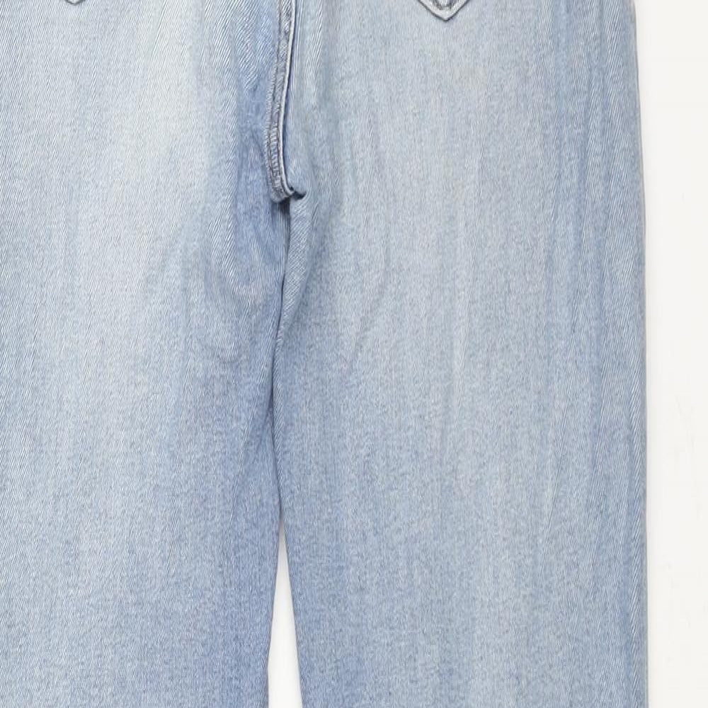 Gap Womens Blue Cotton Straight Jeans Size 10 L26 in Regular Button - Raw Hem