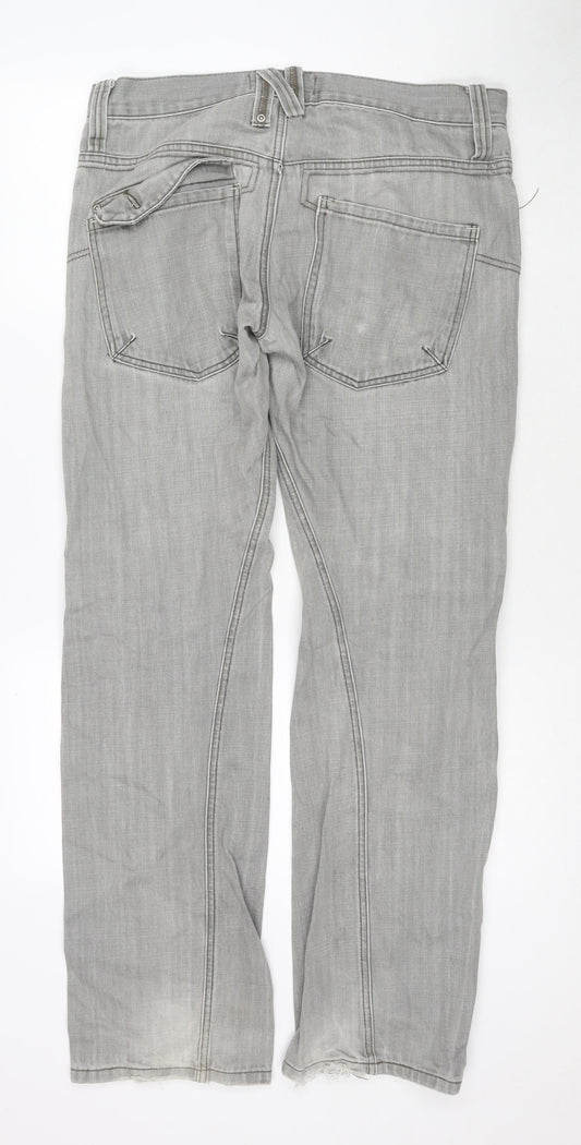 Topman Mens Grey Cotton Straight Jeans Size 34 in L34 in Regular Zip