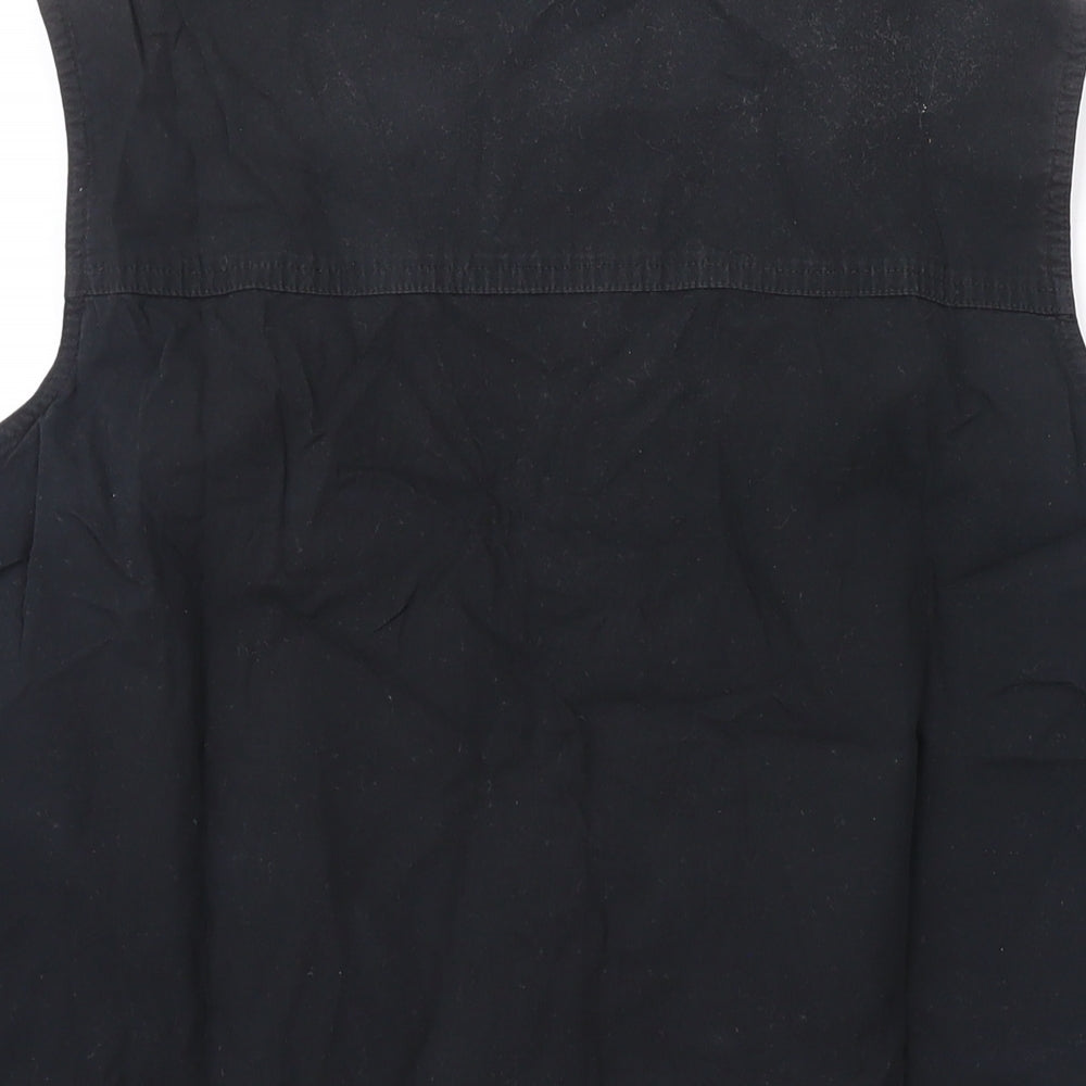 Marks and Spencer Womens Black Cotton Basic Button-Up Size 12 Collared