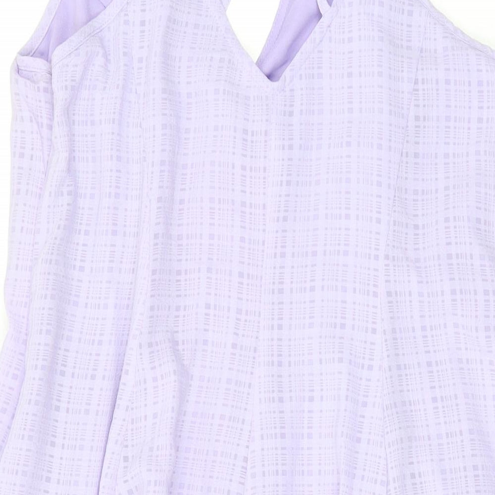 Glamorous Womens Purple Polyester Skater Dress Size 14 Halter Zip