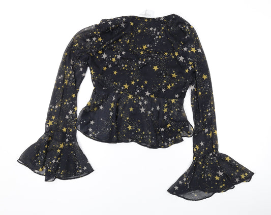 Womens UK Size S Koovs Black Polyester Blouse