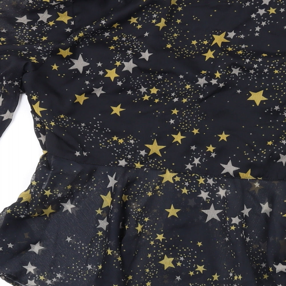Womens UK Size S Koovs Black Polyester Blouse