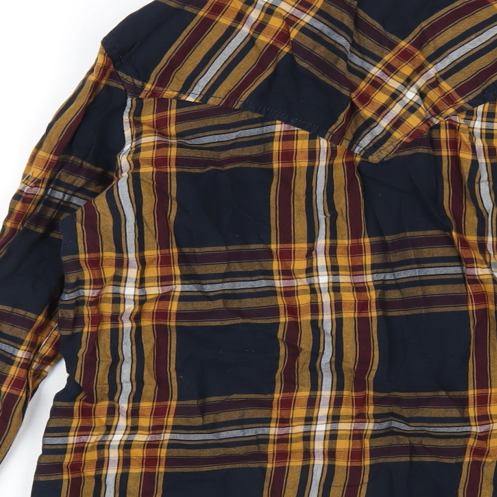 Stradivarius Womens Multicoloured Plaid Cotton Basic Button-Up Size S Collared