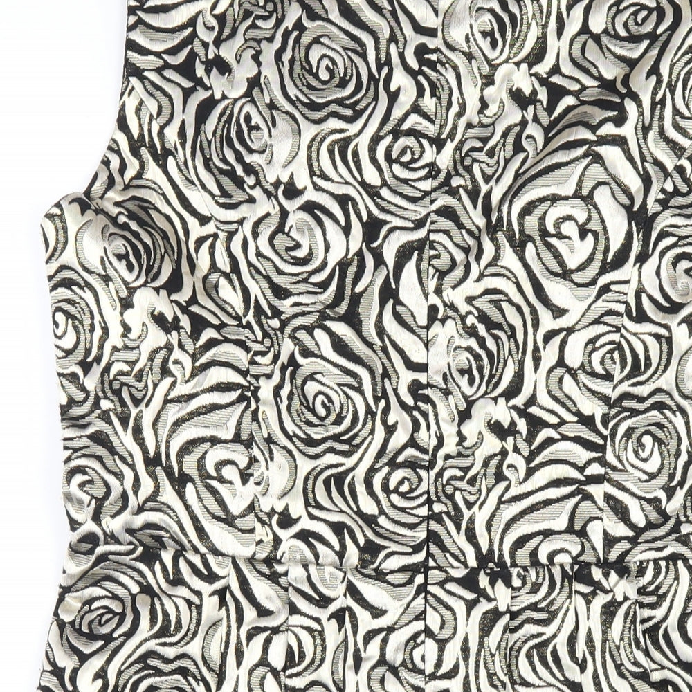 Blue Vanilla Womens Gold Floral Cotton A-Line Size L Round Neck Zip