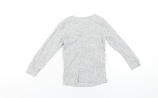 H&M Girls Grey Cotton Basic T-Shirt Size 3 Years Round Neck Pullover