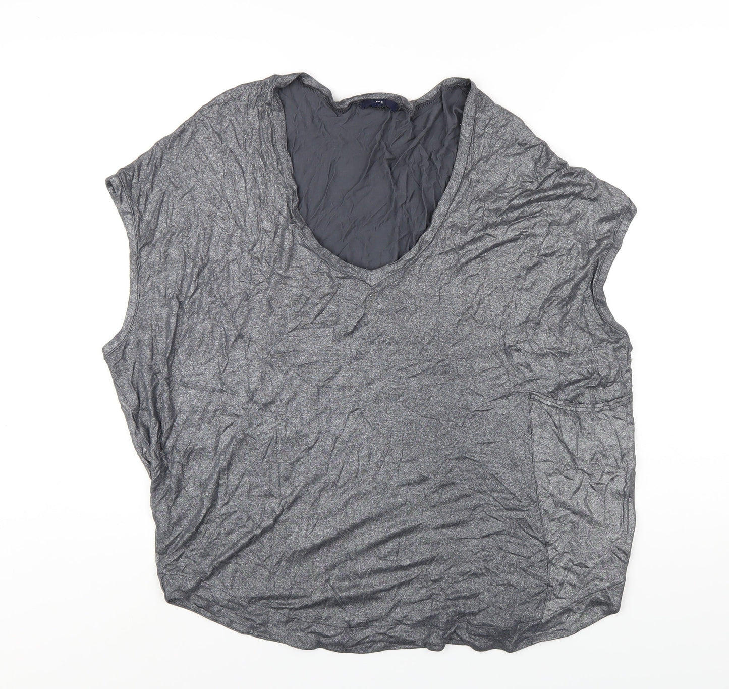 Gap Womens Silver Viscose Basic T-Shirt Size XL V-Neck