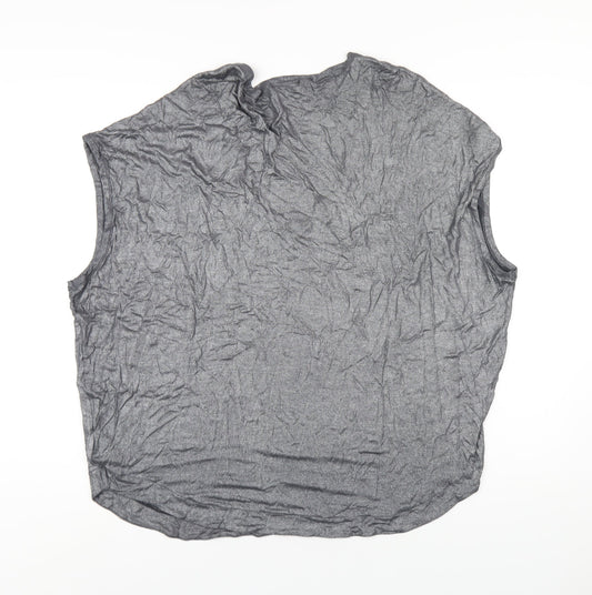 Gap Womens Silver Viscose Basic T-Shirt Size XL V-Neck