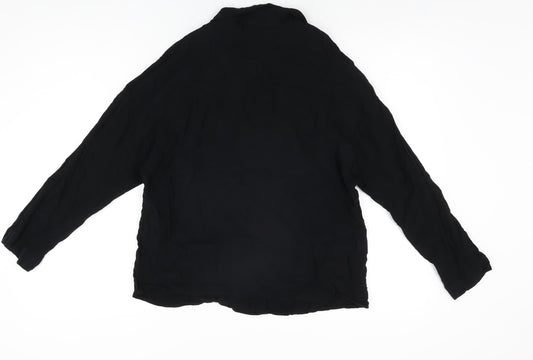 Womens UK Size L Pull&Bear Black Viscose Button-Up