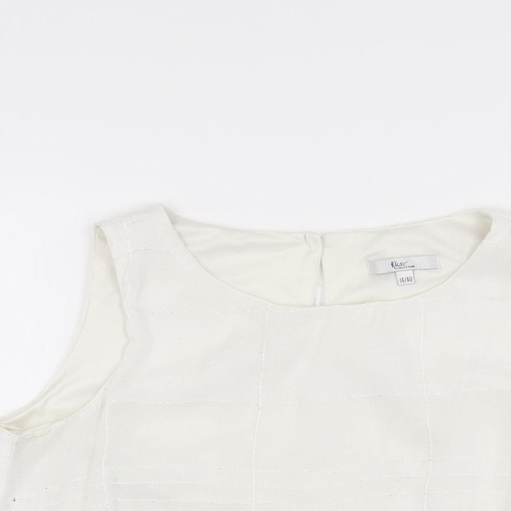 Klass Womens White Polyester Basic T-Shirt Size 14 Scoop Neck