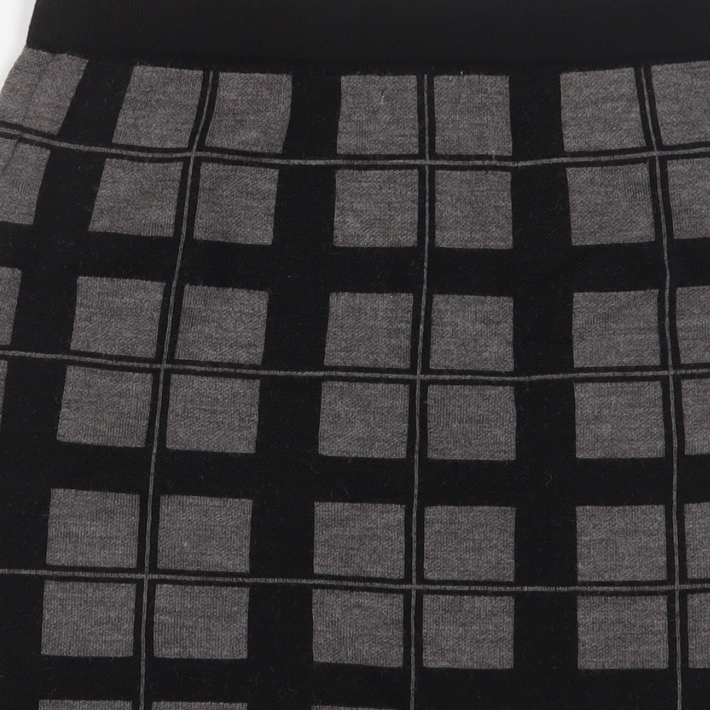 Kenar Womens Grey Plaid Acrylic A-Line Skirt Size M